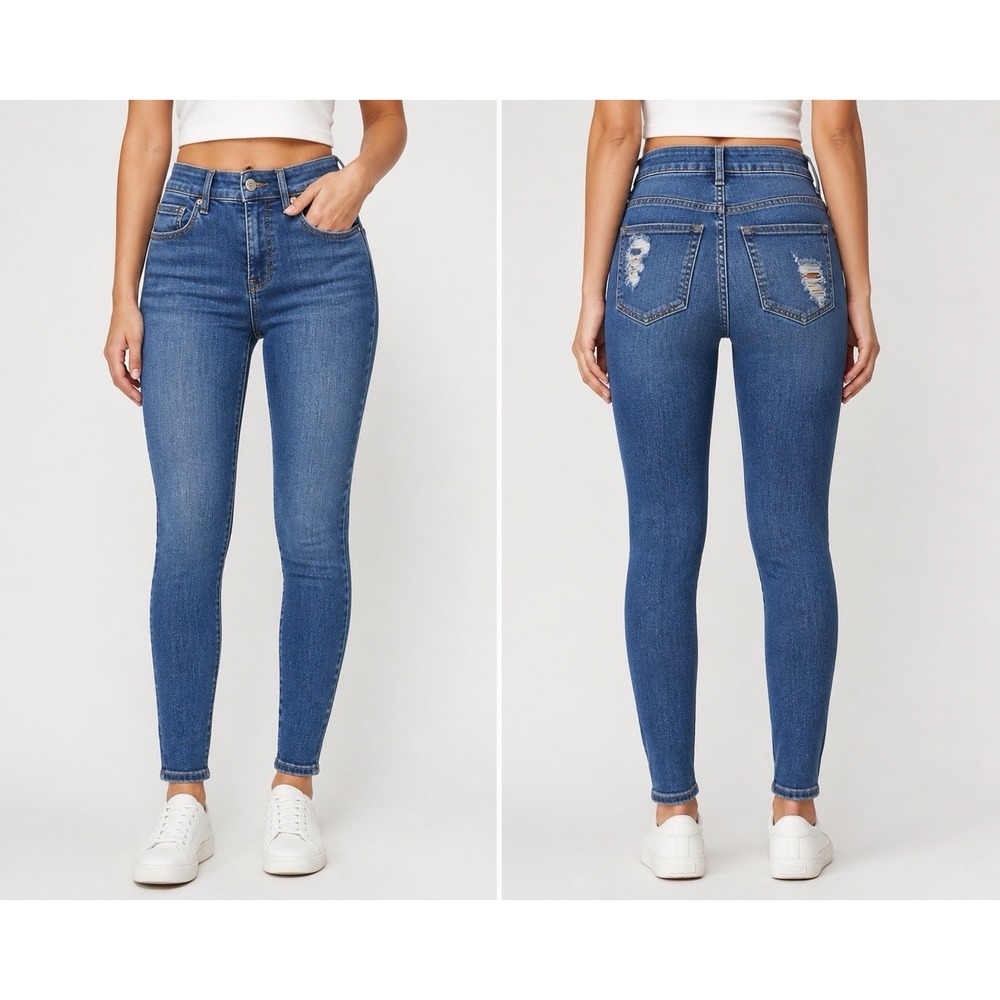 Good American Jeans Women's 6/28 Blue Skinny Stretch Mid Rise Everyday Denim